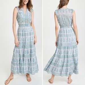 Alicia Bell Emily Sleeveless Maxi Dress in Blue Green Block Floral Print Medium